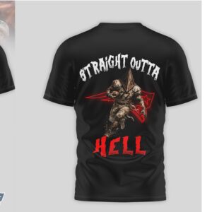 Straight Outta Hell Pyramid Head New England Patriots Horror Mashup Graphic Football Fan Shirt