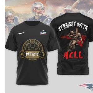 Straight Outta Hell Pyramid Head New England Patriots Horror Mashup Graphic Football Fan Shirt