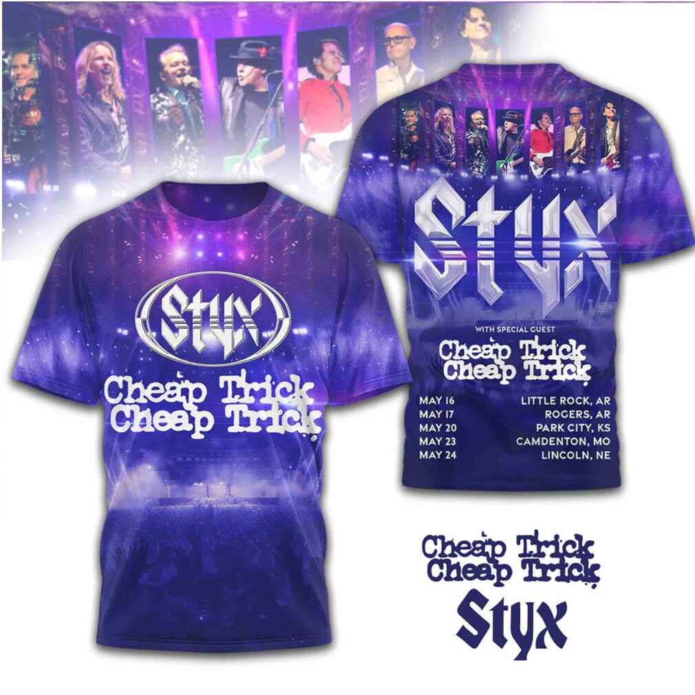 Styx Cheap Trick World Tour 2026 Concert Graphic Music Fan T Shirt Styx Cheap Trick World Tour 2026 Concert Graphic Music Fan T Shirt