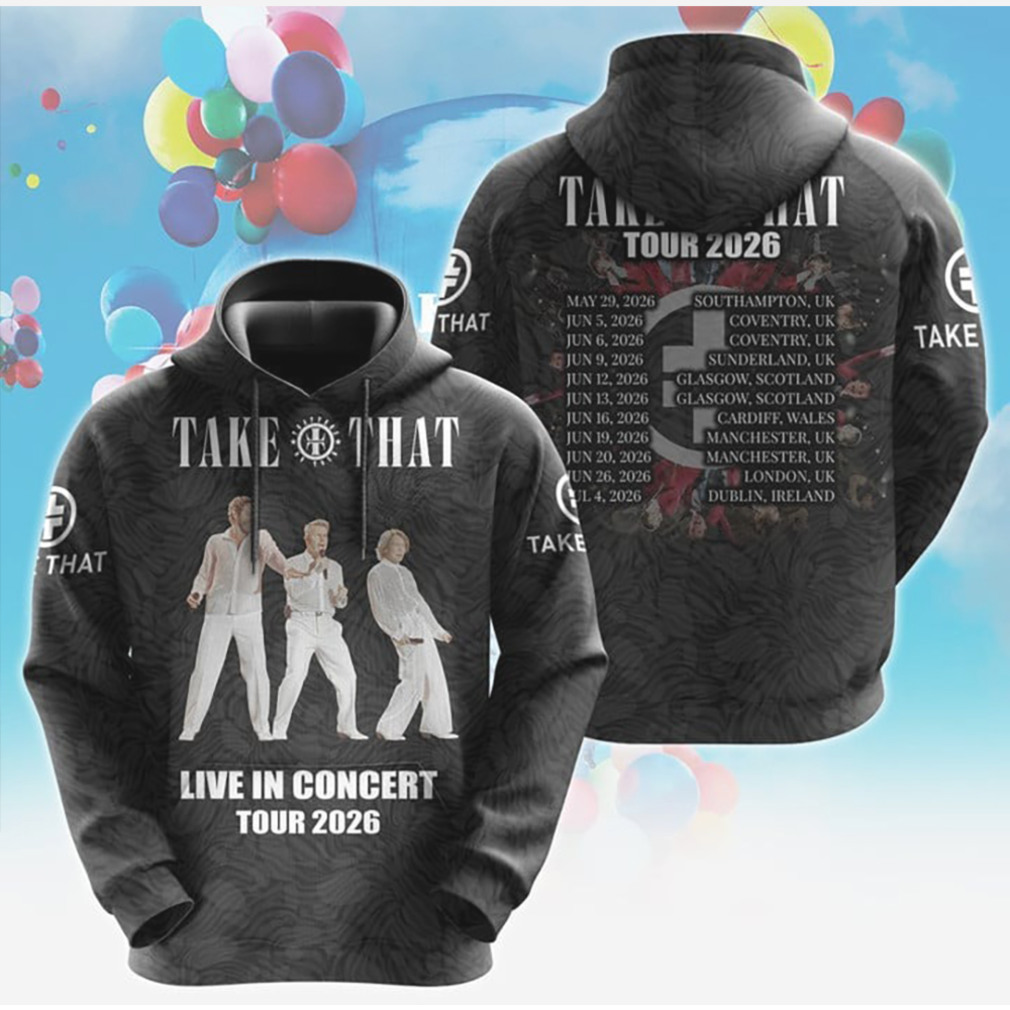 Take That Live In Concert Tour 2026 All Over Print Black Logo Hoodie Take That Live In Concert Tour 2026 All Over Print Black Logo Hoodie