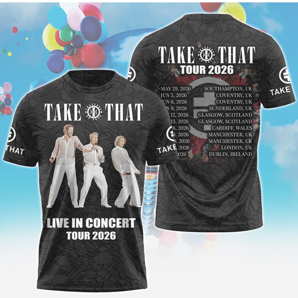 Take That Live In Concert Tour 2026 All Over Print Black Logo Hoodie Take That Live In Concert Tour 2026 All Over Print Black Logo Hoodie