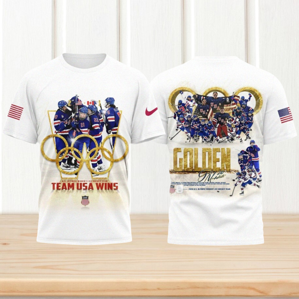Team USA Women's Ice Hockey Golden 2026 Olympic Champions Commemorative Graphic T Shirt Team USA Women's Ice Hockey Golden 2026 Olympic Champions Commemorative Graphic T Shirt