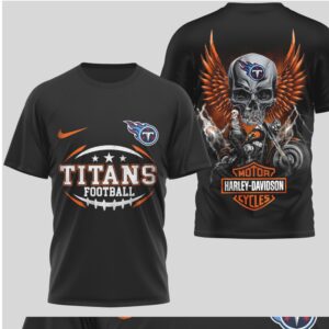 Tennessee Titans Football T Shirt Vintage Harley Skull Wings Graphic Print NFL Fan T Shirt Tennessee Titans Football T Shirt Vintage Harley Skull Wings Graphic Print NFL Fan T Shirt