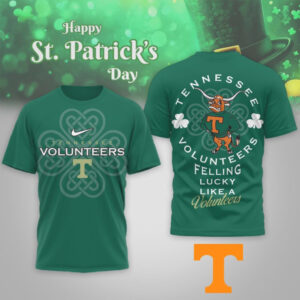 Tennessee Volunrs St. Patrick's Day Lucky Clover Green Graphic Performance T Shirt