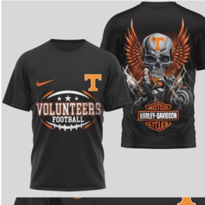 Tennessee Volunteers Football Harley Davidson Style Biker Skull Wings Graphic T Shirt Tennessee Volunteers Football Harley Davidson Style Biker Skull Wings Graphic T Shirt