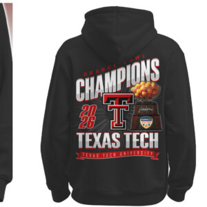 Texas Tech Red Raiders 2026 Orange Bowl Champions Commemorative Black Pullover Hoodie