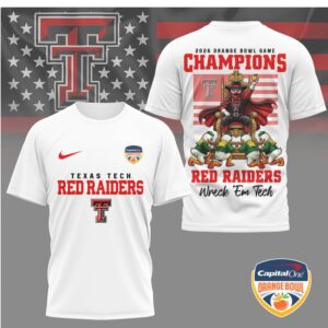 Texas Tech Red Raiders 2026 Orange Bowl Game Champions Wreck 'Em Tech Apparel T Shirt