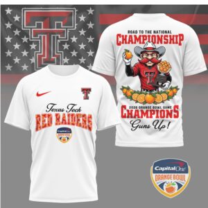 Texas Tech Red Raiders Road To National Championship 2026 Orange Bowl Champions Shirt