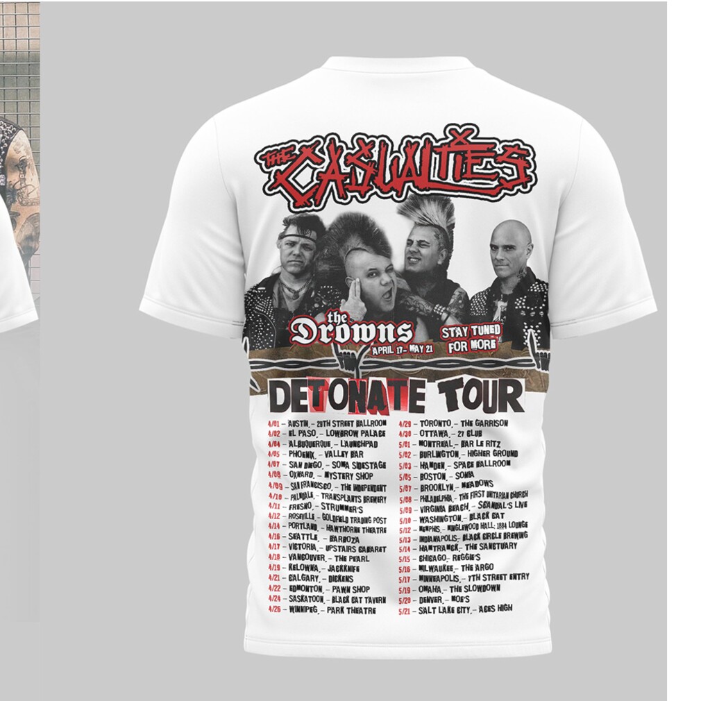 The Casualties Detonate Tour 2026 Punk Rock Band tshirt The Casualties Detonate Tour 2026 Punk Rock Band tshirt