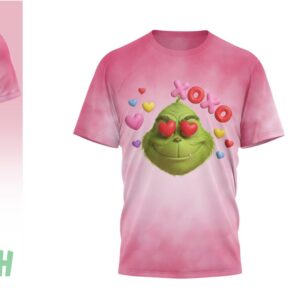 The Grinch Love Stinks But I Love You Pink Valentine Graphic Heart Tee