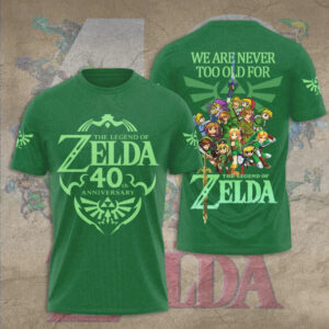 The Legend of Zelda 40th Anniversary Green Graphic Vintage Gaming Hoodie
