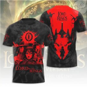 The Lord Of The Rings Anniversary Legend Red Black Fantasy Graphic T Shirt
