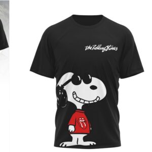 The Rolling Stones x Snoopy Joe Cool Rock N Roll Black Graphic T Shirt
