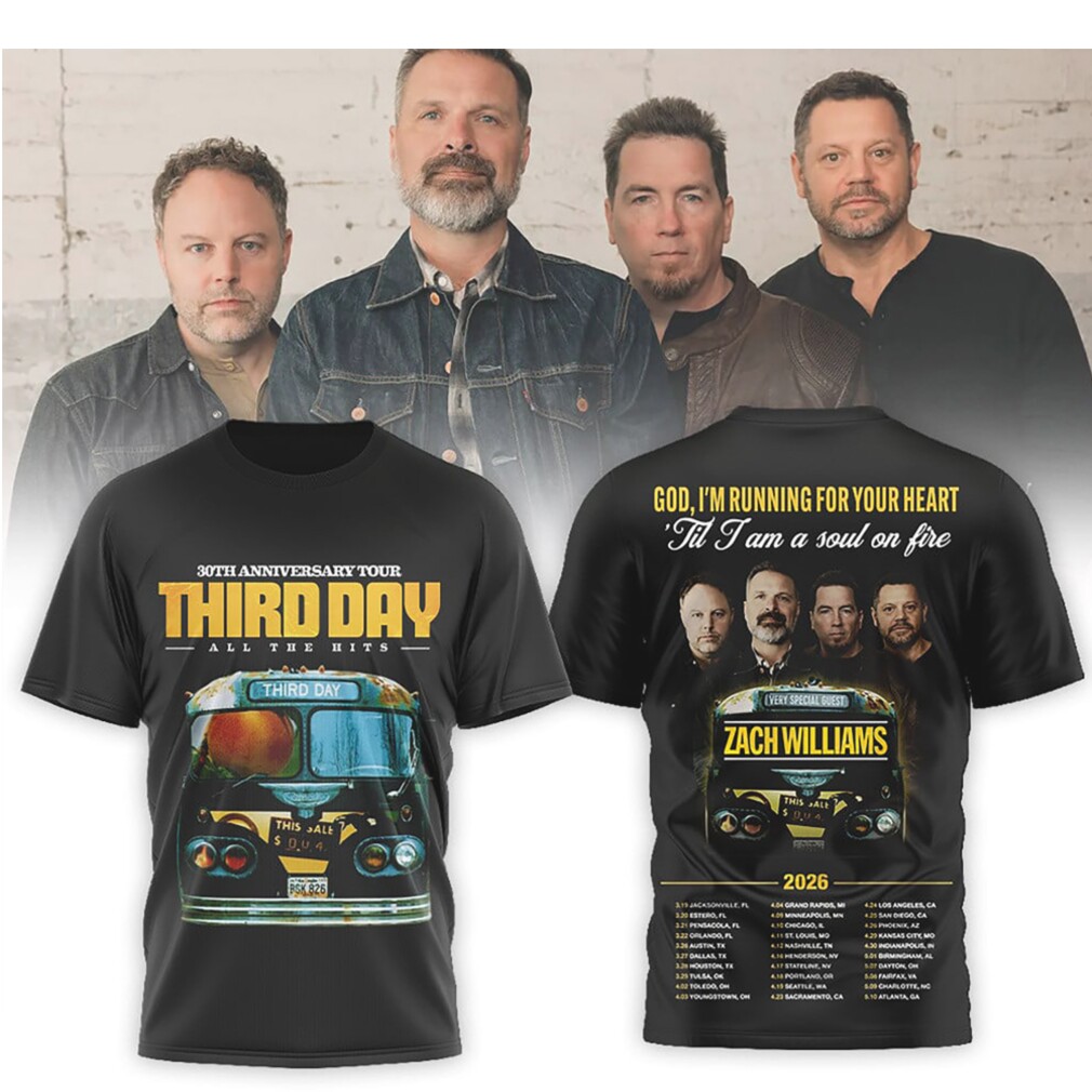 Third Day 30th Anniversary Tour All The Hits Zach Williams Christian Rock Hoodie Third Day 30th Anniversary Tour All The Hits Zach Williams Christian Rock Hoodie