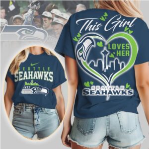 This Girl Loves Her Seattle Seahawks Skyline Heart Graphic Fan T Shirt This Girl Loves Her Seattle Seahawks Skyline Heart Graphic Fan T Shirt