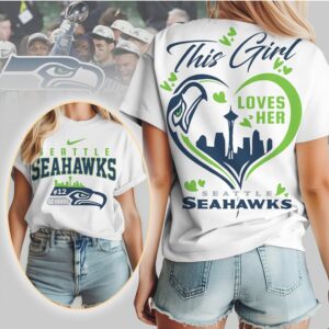 This Girl Loves Her Seattle Seahawks Skyline Heart Graphic Fan T Shirt