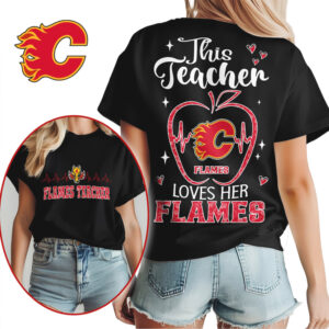 This Teacher Loves Her Calgary Flames Apple Heartbeat Hockey School Spirit Shirt This Teacher Loves Her Calgary Flames Apple Heartbeat Hockey School Spirit Shirt