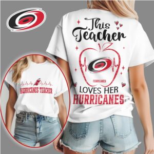 This Teacher Loves Her Carolina Hurricanes Apple Heartbeat Game Day Graphic Shirt