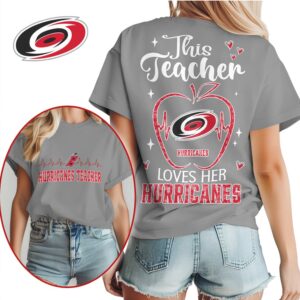 This Teacher Loves Her Carolina Hurricanes Apple Heartbeat Game Day Graphic Shirt