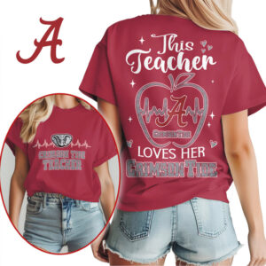 This Teacher Loves Her Crimson Tide Alabama Game Day Vintage Football Fan Shirt