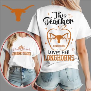 This Teacher Loves Her Longhorns Texas Game Day Vintage Graphic Football T Shirt This Teacher Loves Her Longhorns Texas Game Day Vintage Graphic Football T Shirt