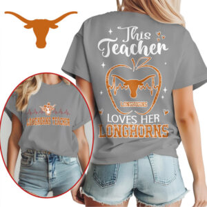 This Teacher Loves Her Longhorns Texas Game Day Vintage Graphic Football T Shirt
