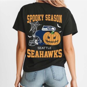 Tis The Season To Be Spooky Seattle Seahawks Halloween Pumpkin Football T Shirt