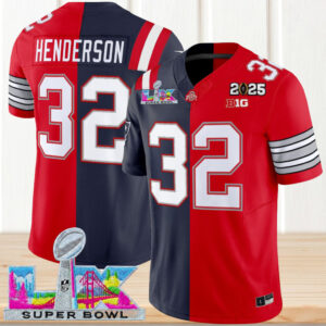 TreVeyon Henderson Super Bowl LIX 2025 Split Custom Football Fan Apparel Jersey TreVeyon Henderson Super Bowl LIX 2025 Split Custom Football Fan Apparel Jersey