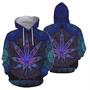 Trippy Mandala Weed Leaf Psychedelic 420 Hoodie