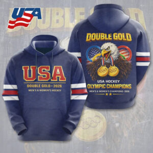 USA Hockey Double Gold 2026 Olympic Champions Eagle Hoodie