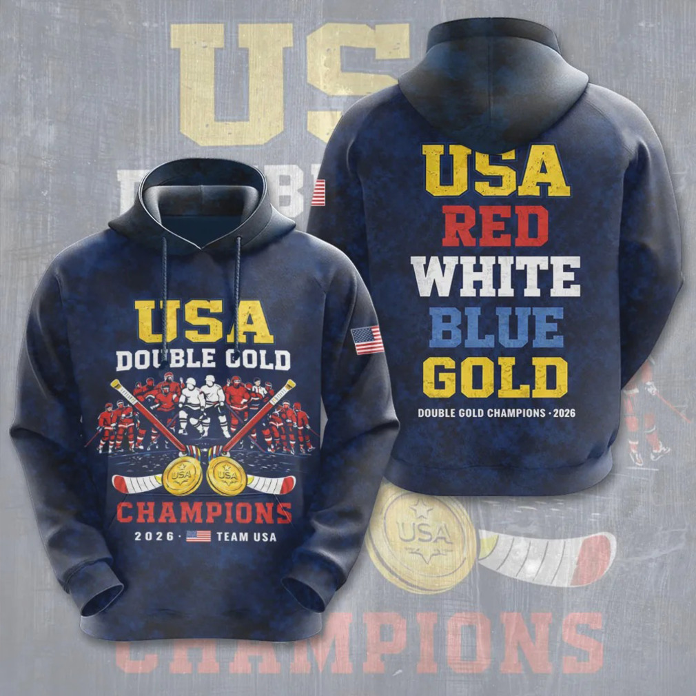 USA Red White Blue Gold 2026 Double Gold Hockey Champions Gear Shirt USA Red White Blue Gold 2026 Double Gold Hockey Champions Gear Shirt