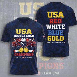 USA Red White Blue Gold 2026 Double Gold Hockey Champions Gear Shirt