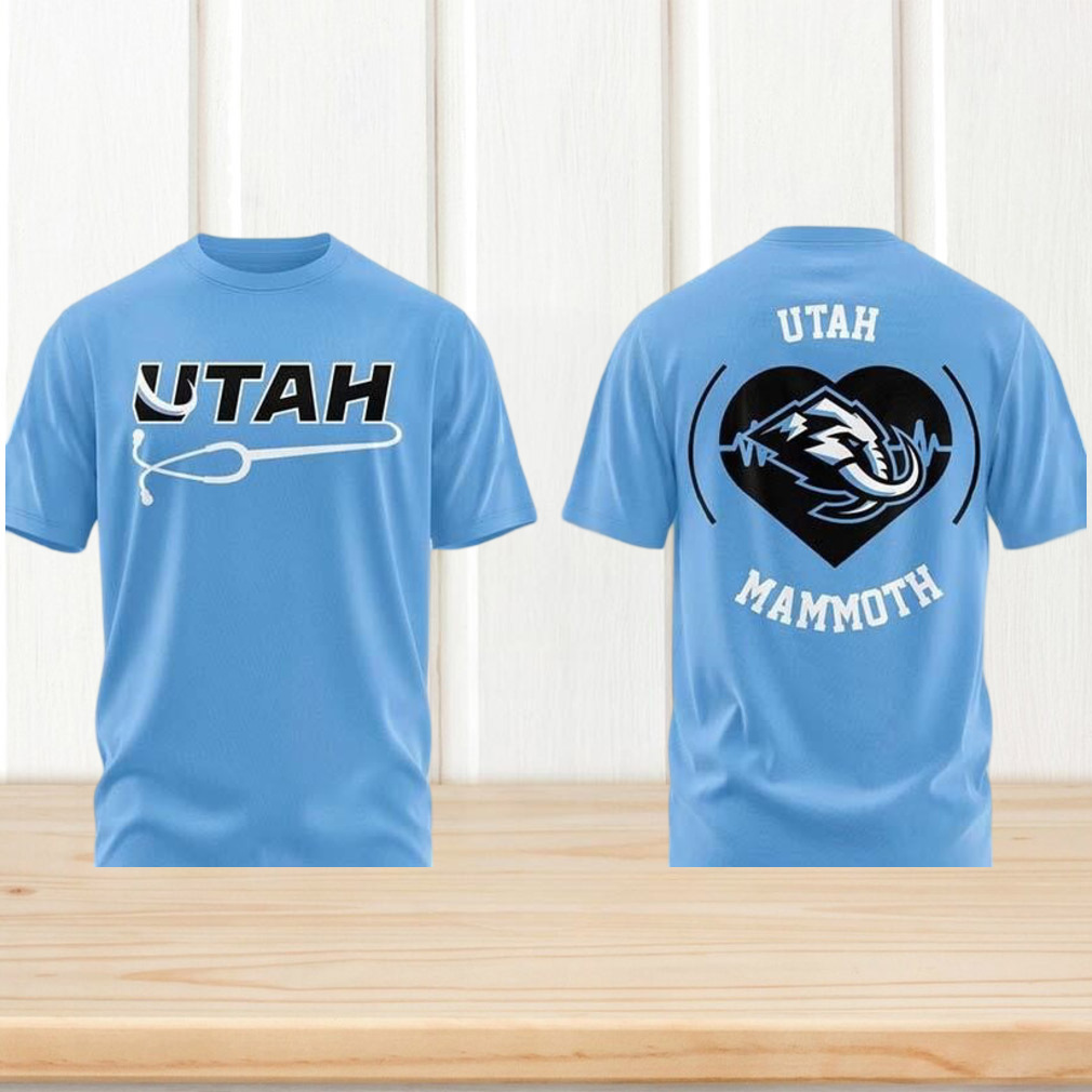 Utah Mammoth Healthcare Appreciation Night Light Blue Heart Stethoscope Hockey Fan Shirt Utah Mammoth Healthcare Appreciation Night Light Blue Heart Stethoscope Hockey Fan Shirt