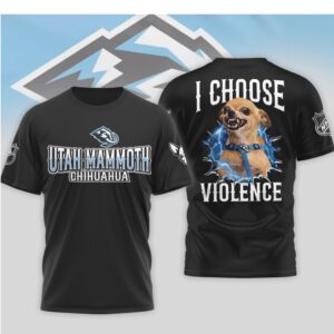 Utah Mammoth I Choose Violence Funny Chihuahua Dog Angry Hockey Mascot Shirt