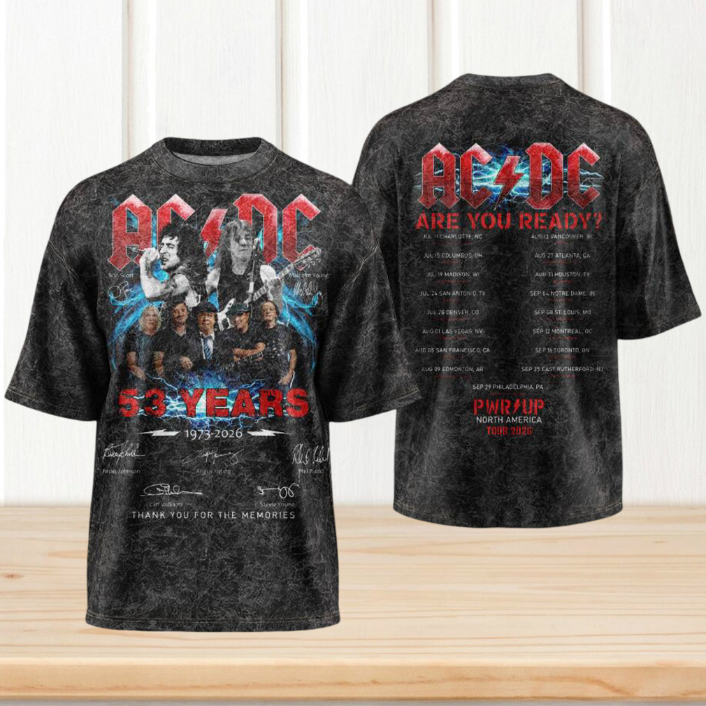 Vintage ACDC 53 Years Anniversary PWR UP North America Tour 2026 Signature Shirt Vintage ACDC 53 Years Anniversary PWR UP North America Tour 2026 Signature Shirt