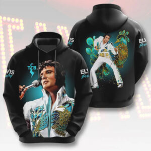 Vintage Elvis Presley Peacock Jumpsuit Graphic Retro Rock and Roll Tribute Apparel Hoodie