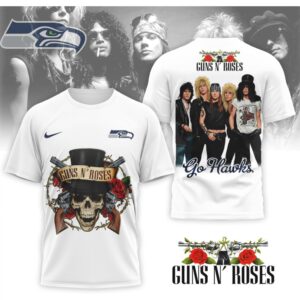 Vintage Guns N Roses Seattle Seahawks Mashup Rock Band World Tour Graphic Shirt