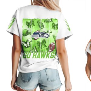 Vintage Seattle Seahawks Go Hawks Football White Graphic For Women Fans T Shirt