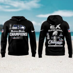 Vintage Style Seattle Seahawks 2X Super Bowl Champions NFL Fan Hoodie Vintage Style Seattle Seahawks 2X Super Bowl Champions NFL Fan Hoodie