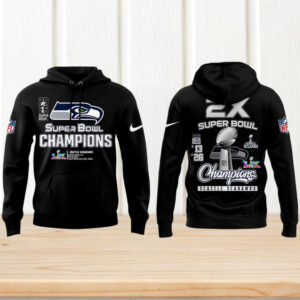 Vintage Style Seattle Seahawks 2X Super Bowl Champions NFL Fan Hoodie