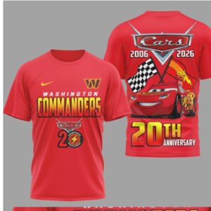Washington Commanders Disney Cars 20th Anniversary Red Game Day Racing Graphic T Shirt