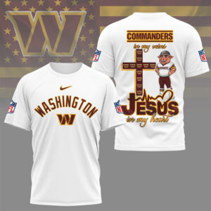 Washington Commanders Jesus In My Heart Christian Faith Football Fan Graphic T Shirt
