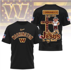 Washington Commanders Jesus In My Heart Christian Faith Football Fan Graphic T Shirt