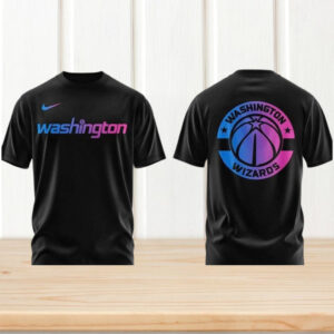 Washington Wizards NBA Black Graphic T Shirt Blue Pink Gradient Logo Sportswear Fan Gear T Shirt Washington Wizards NBA Black Graphic T Shirt Blue Pink Gradient Logo Sportswear Fan Gear T Shirt