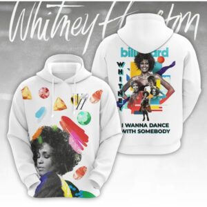 Whitney Houston Billboard I Wanna Dance With Somebody Vintage Graphic Pop Music Hoodie