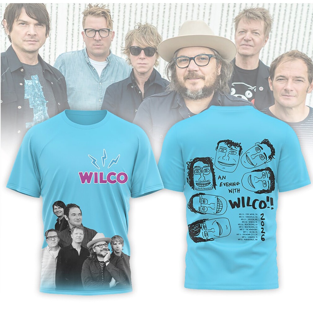 Wilco An Evening With Wilco 2026 World Tour Blue Vintage Band Graphic Hoodie Wilco An Evening With Wilco 2026 World Tour Blue Vintage Band Graphic Hoodie