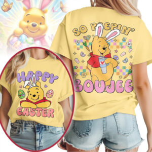 Winnie the Pooh So Peepin' Boujee Happy Easter Bunny Ears Graphic Shirt