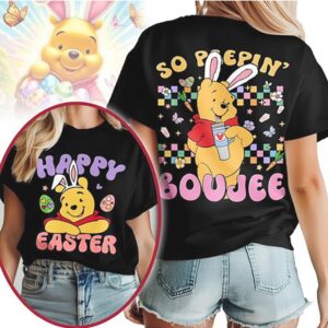 Winnie the Pooh So Peepin' Boujee Happy Easter Bunny Ears Graphic Shirt