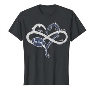 Women's Seattle Seahawks Infinity Heart Glitter Football Sparkle Game Day Gear T Shirt