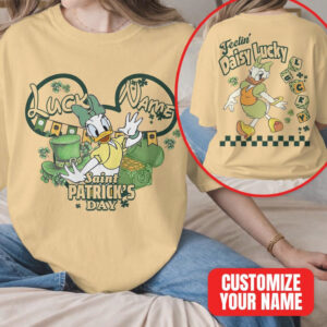 Custom Name Daisy Duck Lucky Saint Patrick’s Day Disney Fashion Festive Green T Shirt Custom Name Daisy Duck Lucky Saint Patrick’s Day Disney Fashion Festive Green T Shirt